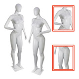Manequim Feminino Fitness De Plástico Branco Pose + Base 
