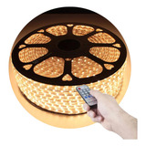 Mangueira Chata Branco Quente Led 5050 30m + Controle Dimmer