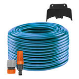 Mangueira De Jardim 25m Azul Reforçada Trançada + Suporte