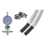 Mangueira Gas Glp 1,5m Flexivel Botijao Aço Inox C/regulador