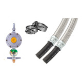 Mangueira Gas Glp 1,5m Flexivel Botijao Aço Inox C/regulador