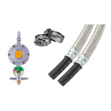 Mangueira Gas Glp 1 Mt Flexivel Botijao Aço Inox C/regulador