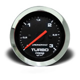 Manômetro Cronomac Pressão Turbo 3kg Cr Preto Kit Instalação