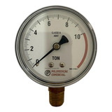 Manômetro Prensa Hidráulica 10 Ton 1/4 Npt + Bucha 1/2 Npt