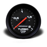Manômetro Pressão Turbo 52mm 2kg Street Preto Cronomac