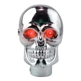 Manopla Cambio Tuning Caveira Cromada Leds Neon Vermelho