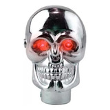 Manopla Cambio Tuning Caveira Cromada Leds Neon Vermelho