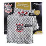Manta Baby Bordada Microfibra Corinthians 90cm X 1.10m Cinza