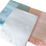 Manta Bebê Cobertor Térmico Algodão Franjas 1,10m X 90cm