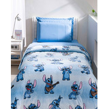 Manta Casal Padrão Flannel Disney Lillo Stitch - 1 Peça Cor Stitch Azul Desenho Do Tecido Estampa