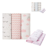 Manta Cueiro Flanelado Bebê 100cm X 80cm Kit 3 Unidades Cor Rosa