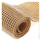Manta De Strass Alto Brilho Dourado 45cm X 120cm