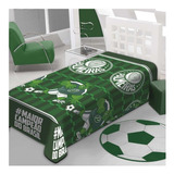 Manta Jolitex Ternille Licenciados Soft Solteiro Com Design Palmeiras Campeão De 2m X 1.5m