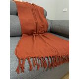 Manta Para Sofa Algodão Lisa Terracota 1,40x2,30