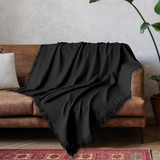 Manta Para Sofá Gigante Cama Coberta Viena 170x140 Cor Preto Desenho Liso