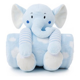 Manta Soft Pelúcia Elefante Azul Cobertor