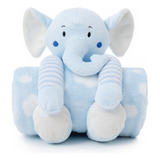 Manta Soft Pelúcia Elefante Azul Cobertor Anti-alérgico 