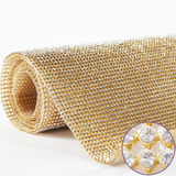Manta Strass Cristal Prata Dourado 60 X 45 Cm 156 Fileiras