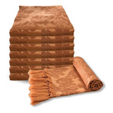 Manta Xale Para Sofá 3,00 X 2,80 + 2 Capas De Almofada Cor Terracota Desenho Jacquard