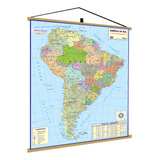 Mapa America Do Sul Banner Moldura Grande Pendurar Poster