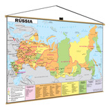 Mapa De Rússia Turístico Decorativo Poster Banner Moldura Geo Politico