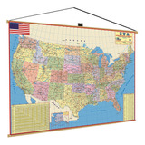 Mapa Estados Unidos Politico Eua Banner Poster Pendurar