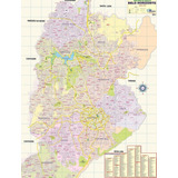 Mapa Geográfico Político Escolar Planisférico Da Cidade Município De Belo Horizonte - Capital Mineira - Turismo E Entregas -dobrado Gigante Medindo 1.2m X 90cm - Equipe Multivendas
