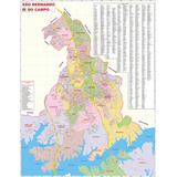 Mapa Geográfico Político Escolar Planisférico Da Cidade Município De São Bernardo Do Campo - Região Abcd Paulista Na Grande São Paulo - Dobrado Gigante Medindo 1.2m X 90cm - Equipe Multivendas