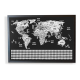 Mapa Mundi De Raspar Raspadinha Bandeiras Com Moldura 70x53 Cor Prata Cor Da Armação Preto