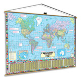 Mapa Mundi Explorer Banner Grande Globo Planisfério Aberto Politico Escolar Geográfico Poster