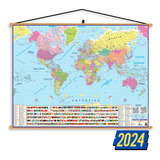 Mapa Mundi Planisfério Geográfico Banner Politico