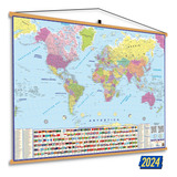 Mapa Mundi Planisfério Globo Mundo Geográfico Banner Poster Politico Escolar Geografia Pendurar