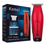 Maquina Acabamento Cabelo Barba Sem Fio Bivolt 5w Kemei 5026 Cor Vermelho 100v/240v