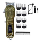 Máquina De Cortar Cabelo Barba Acabamento Sem Fio Turbo Cor Dourada Desenho Lincon 110v/220v