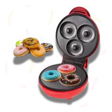 Máquina De Donuts Mini Faz 3 Rosquinhas Confeitaria Waffle Cor Vermelho 220v