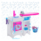 Máquina De Lavar Com Tábua De Passar Brinquedo Infantil Rosa