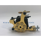 Maquina De Tatuagem Modelo Revolver Dourado Bobina 10 Voltas