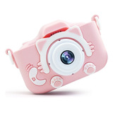Maquina Fotográfica Infantil Digital Gatinho Rosa Tira Foto