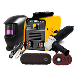 Máquina Inversora Solda 220v Eletrodo + Esmerilhadeira + Kit Cor Amarelo Frequência 50hz/60hz The Black Tools