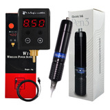 Máquina Pen Pop 2 Electric Ink Fonte Digital Wireless Tattoo Cor Preto