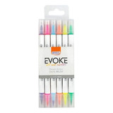Marcador Artístico Evoke Dual Brush Neon Blister Com 6 Cores