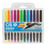 Marcador Artístico Ponta Pincel Aquarelável Brush 12 C/ Cis