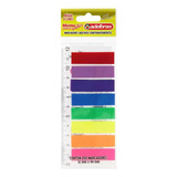 Marcador De Página Neon Colorido 25 Folhas 8 Cores C/ Régua