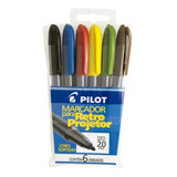 Marcador Para Retro Projetor Com 6 Cores - Pilot