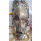 Mascara Antiga Madeira Bronze Africana Angola Seculo Passado