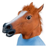 Mascara Cabeça De Cavalo Cor Marrom Com Crista Ruiva Cosplay