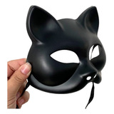 Máscara De Gato Luxo Preta Plástico