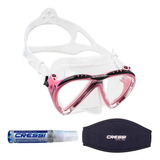 Máscara De Mergulho Cressi Lince + Anti Fog Sea Gold+strap Cor Transparente/rosa