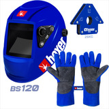Máscara De Solda Boxer Bs 120 Luva Esquadro Magnético 25kg