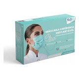 Máscara Descartável Adulto Tripla Tnt Antiviral Kit 50 Un Cor Verde Desenho Do Tecido Liso